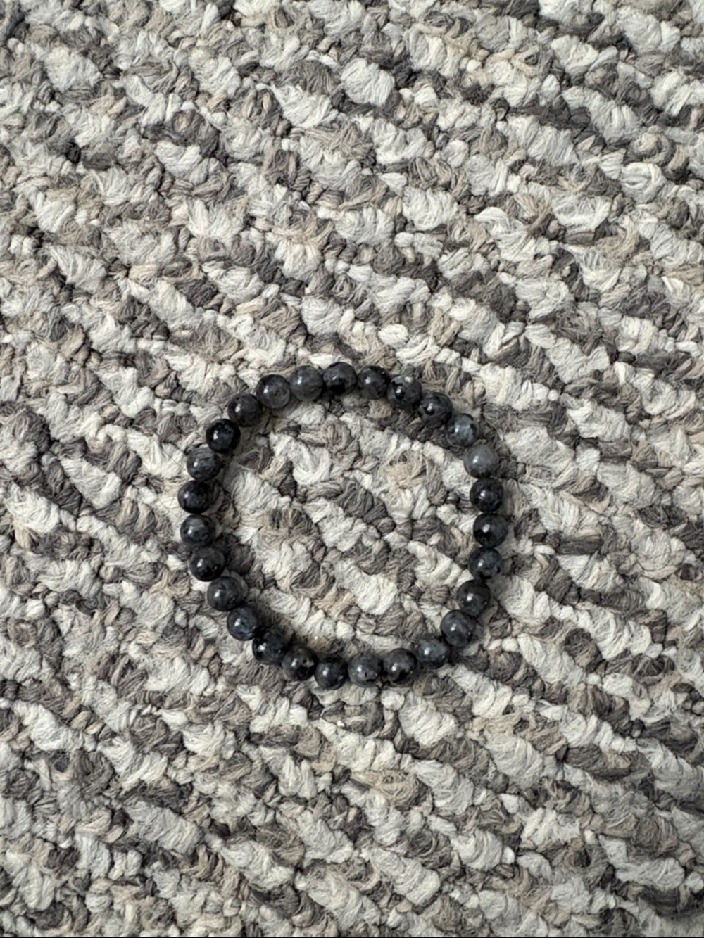 Real Crystal - Beaded Stretch Bracelet - Dark Gray Stone Beads